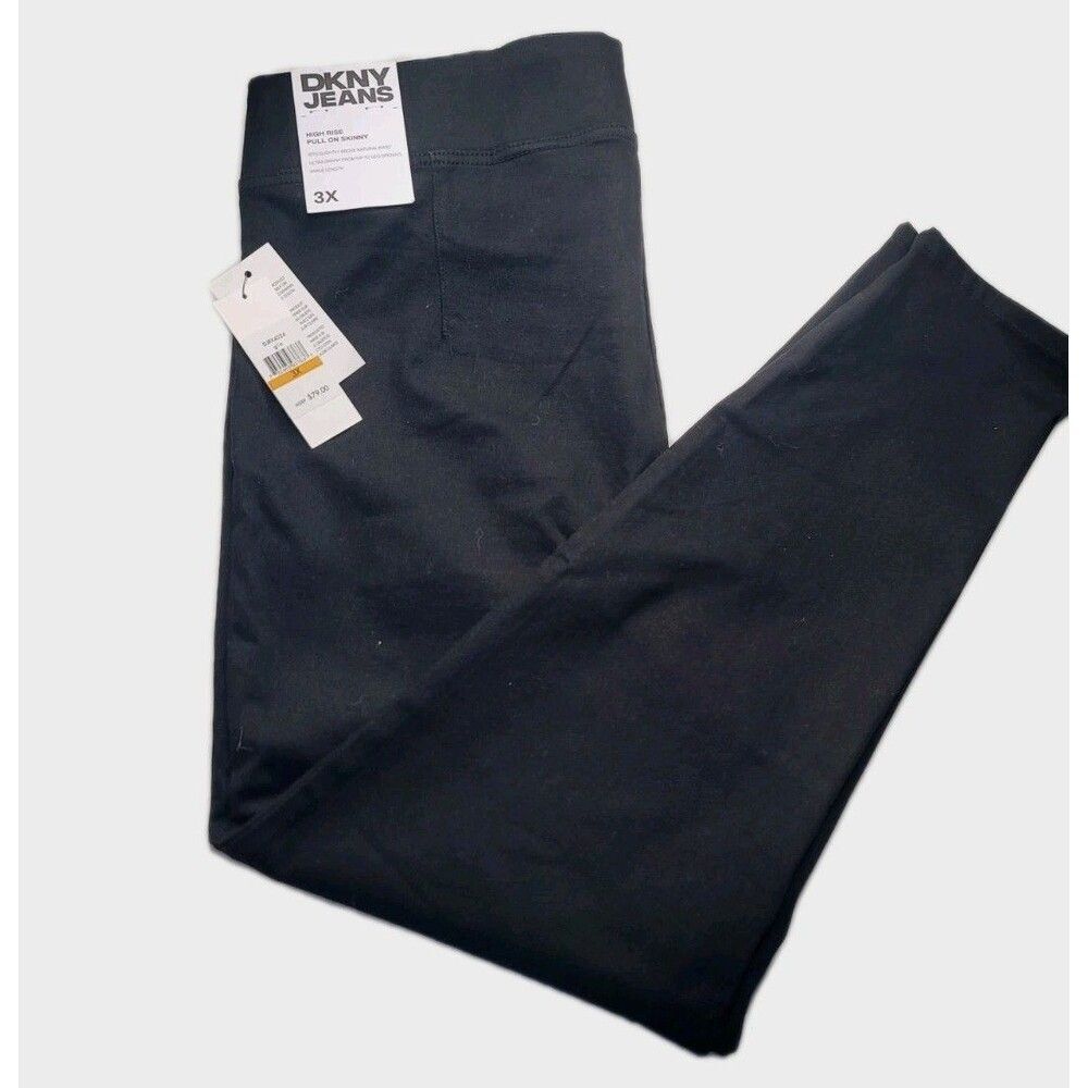 Dkny Jeans Pull On High Rise Skinny Pants, Black, Size 3X
